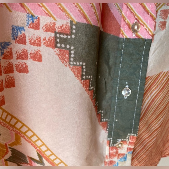 Vintage dagger collar aztec stripe print button down shirt - Picture 7 of 12